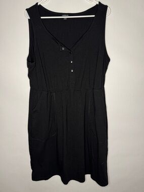 Torrid Black Sleeveless Button-Front Dress with POCKETS, Size 2